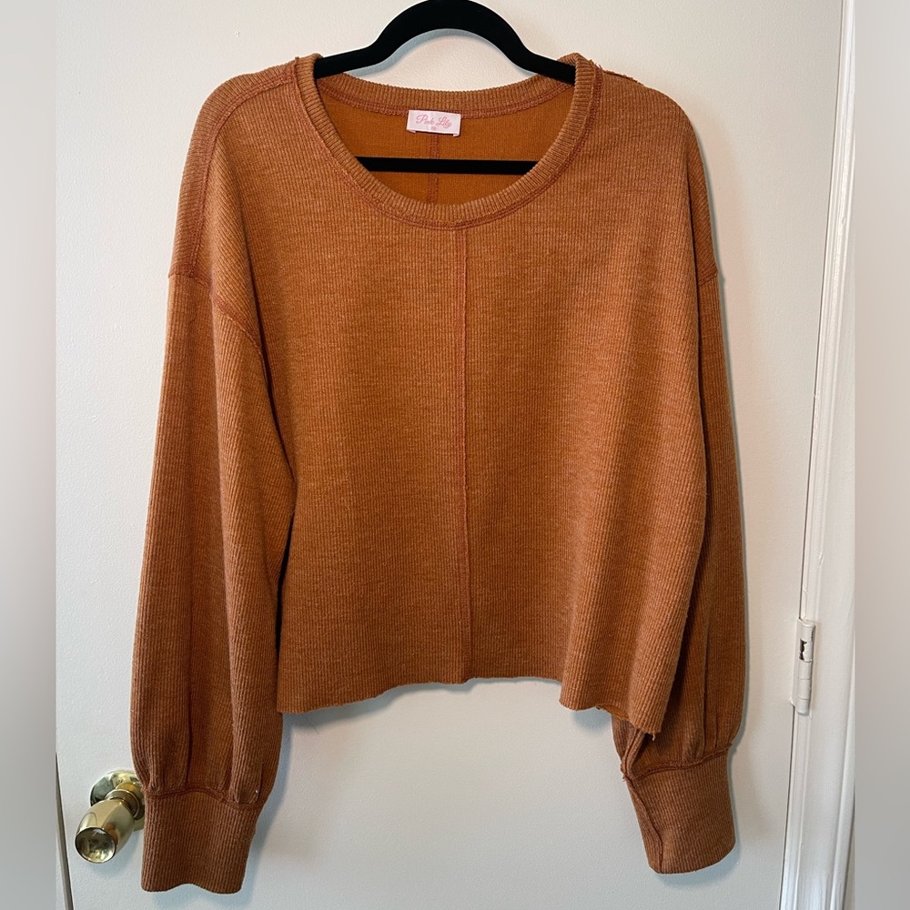 Pink Lily Sweater in Burnt Orange